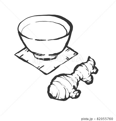 生姜湯の手描き筆絵風イラスト 82055760