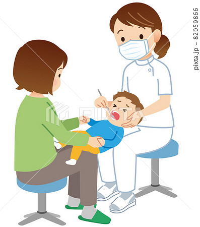 歯科検診を受ける子供 小児歯科のイラスト素材