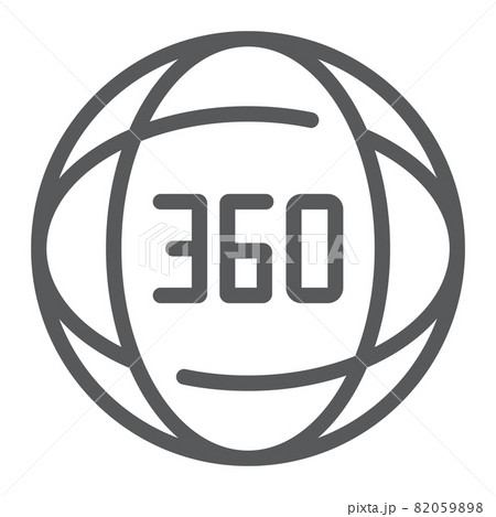 360 degree line icon, angle and view, rotate sign, vector graphics, a linear pattern on a white background, eps 10. 82059898