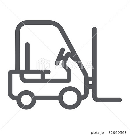 Forklift Truck Line Icon Transportation And のイラスト素材