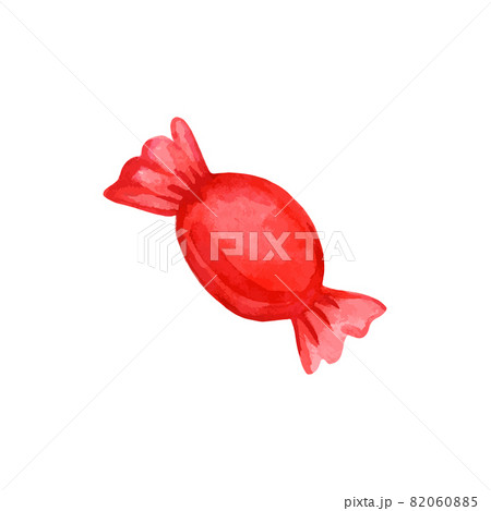 Candy in a red wrapper. Watercolor illustration 82060885