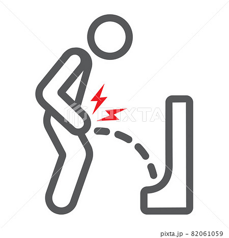 Urine Pain Line Icon Body And Painful Bladder のイラスト素材