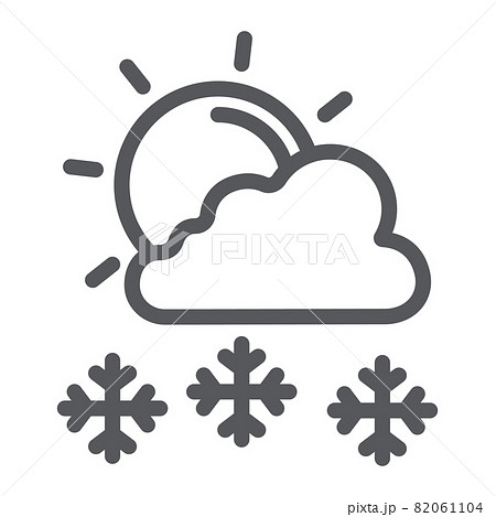 Snowfall in sunny day line icon, weather and forecast, sun and snow sign, vector graphics, a linear pattern on a white background, eps 10. Snowfall in sunny day line icon, weather and forecast, sun and snow sign, vector graphics, a linear pattern on a white background, eps 10. 82061104