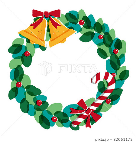 クリスマス素材　クリスマスリース　ベル　キャンディケイン 82061175