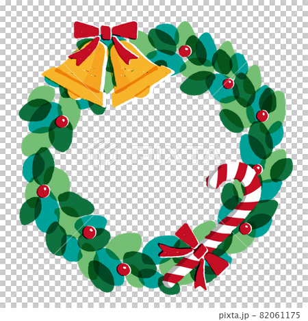 クリスマス素材　クリスマスリース　ベル　キャンディケイン 82061175