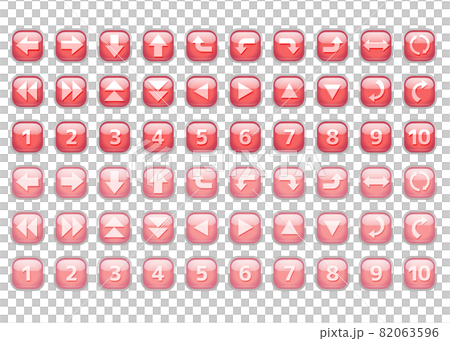 Glass-textured arrow / number icon set_red 82063596