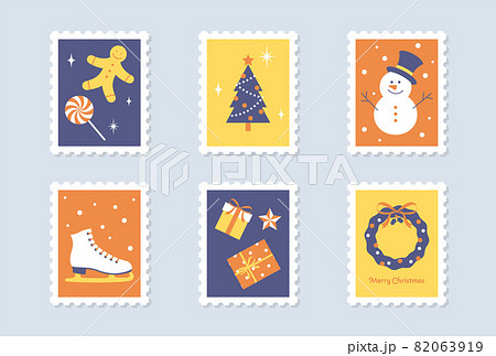 クリスマスの切手のセットのイラスト素材