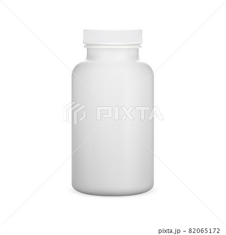 Plastic pill bottle. White witamin capsule jar, vector 82065172
