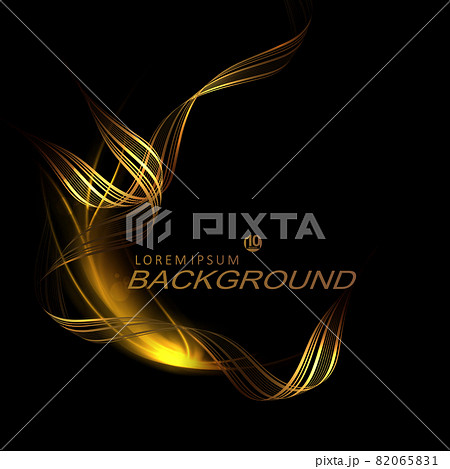 Abstract black composition, shiny isolated twisting patterns in gold color 82065831