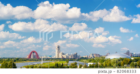 Panorama of Moscow in summer, Russia. Scenery of Krylatskoye district in Moscow city northwest 82068333