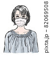 マスクをしている女性のイラスト 82069508