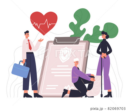 People live, healthcare, medical protecting service concept. Health care insurance, people protecting health and life vector Illustration. Medical insurance service 82069703