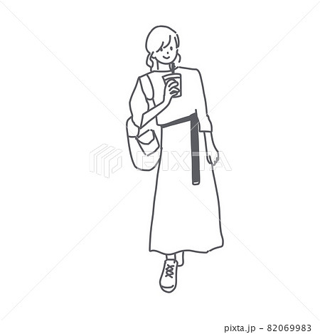 Fashion illustration_young woman_long skirt 82069983