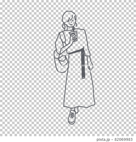 Fashion illustration_young woman_long skirt 82069983