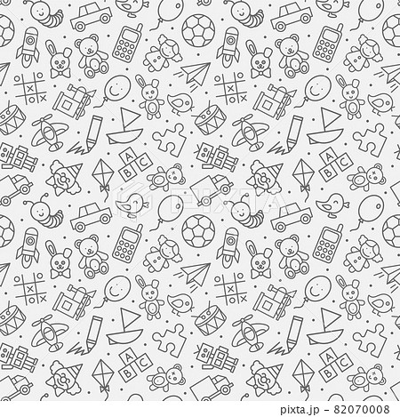 Seamless pattern of kids toys. Baby background, vector illustration. Seamless pattern of kids toys. Baby background, vector illustration. 82070008