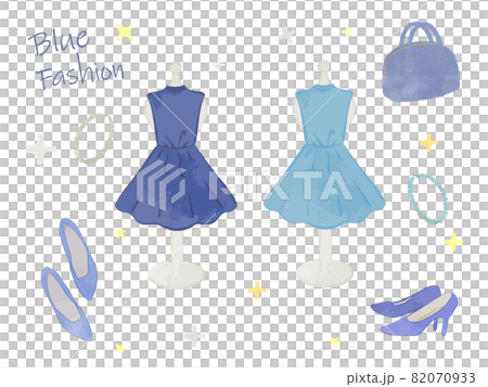 ファッションドレスセットのイラスト　ブルーver 82070933