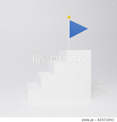 3D素材_シンプルな階段とフラッグ 3D素材_シンプルな階段とフラッグ 82071643