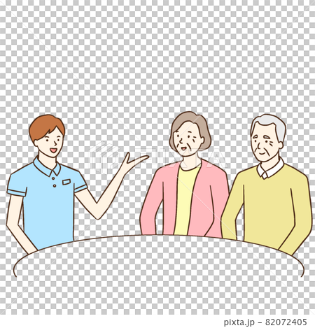 老人面帶微笑地接受護理人員的解釋 82072405