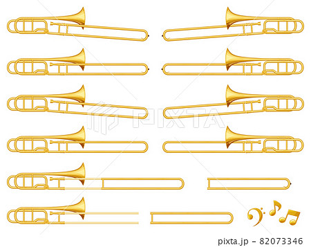 トロンボーンのイラスト素材セットのイラスト素材