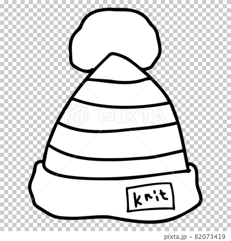 ニット帽の線画イラスト ニット帽の線画イラスト 82073419