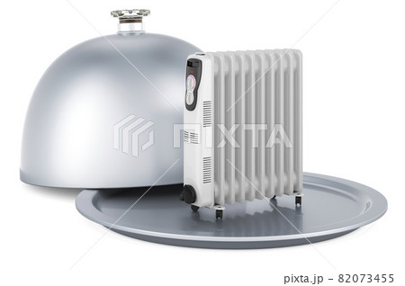 Restaurant cloche with oil heater, 3D rendering Restaurant cloche with oil heater, 3D rendering 82073455