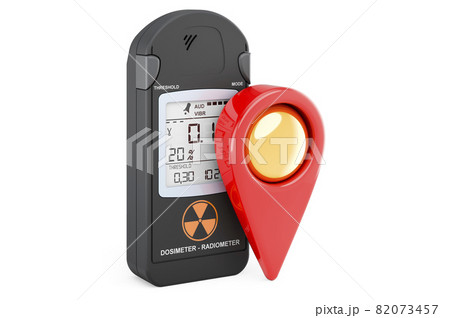 Radiation dosimeter with map pointer. 3D rendering 82073457