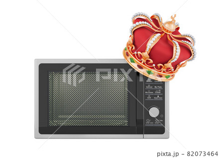 Microwave oven with golden crown, 3D rendering Microwave oven with golden crown, 3D rendering 82073464