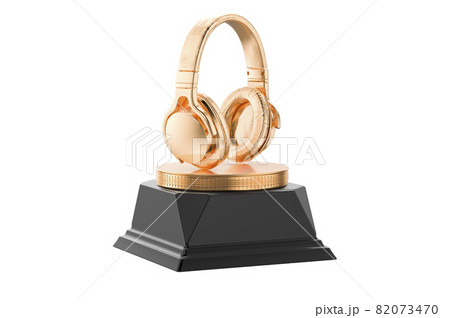 Headphones golden award concept. 3D rendering 82073470
