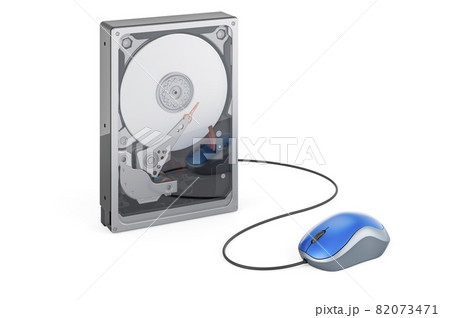 HDD with computer mouse. 3D rendering 82073471
