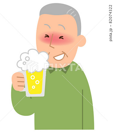 ビールを飲んで酔っている男性 のイラスト素材