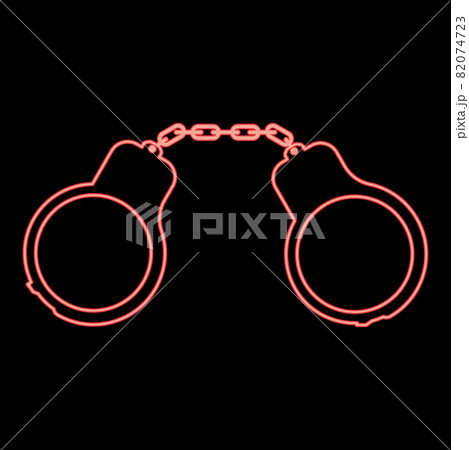Neon handcuff red color vector illustration flat Neon handcuff red color vector illustration flat 82074723