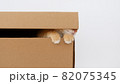 Cute Ginger Kitten in a Cardboard Box. Cat Hiding in Box. 82075345