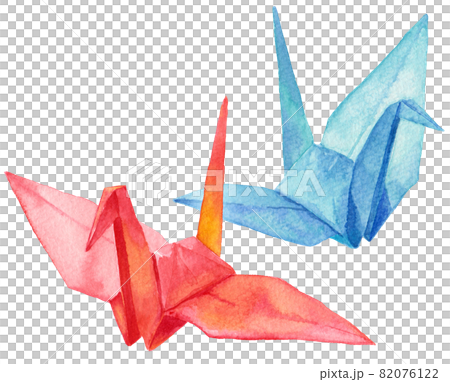 Watercolor two paper cranes 2 82076122