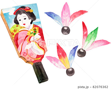 水彩羽子板と羽根のイラスト素材 [82076362] - PIXTA