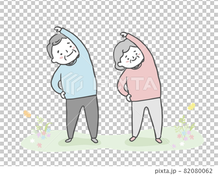 Elderly men and women doing gymnastics 82080062