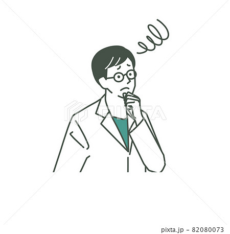 困っている男性医師-2色 82080073
