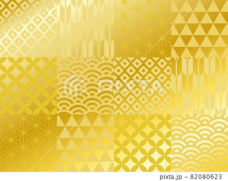 壁紙に使える金色の和柄の格子のイラストのイラスト素材