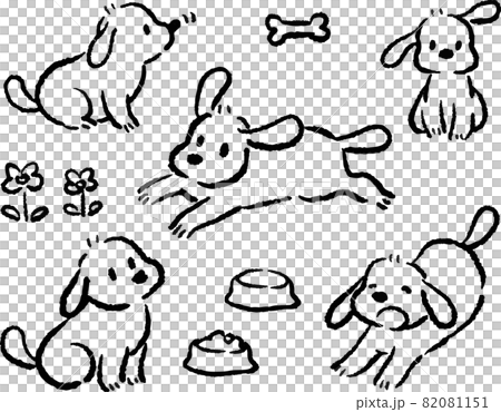 犬の線画 手描き シンプルでかわいい人気の中型・大型犬種 手描き線画ベクター