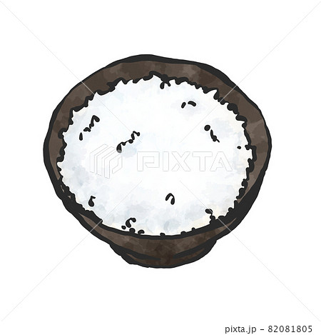 ご飯の手描き筆絵風イラストのイラスト素材 ご飯の手描き筆絵風イラストのイラスト素材