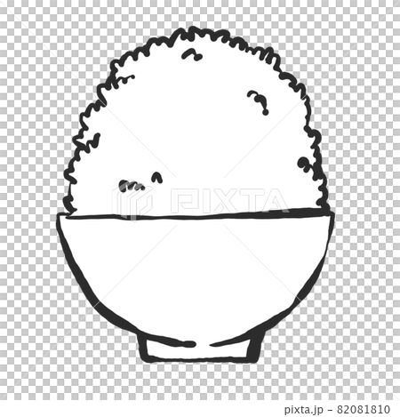 山盛りご飯の手描き筆絵風イラスト 82081810