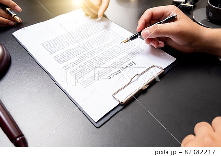 Businessman close up and Male lawyer or judge consult having team meeting with client, Law and Legal 82082217