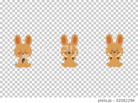 Hoku Rabbit Brown rabbit and Hokuhoku roasted rice set - Stock Illustration ...