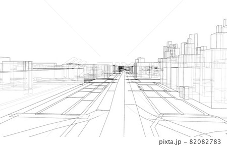 Vector lines buildings and city roads, town design 82082783