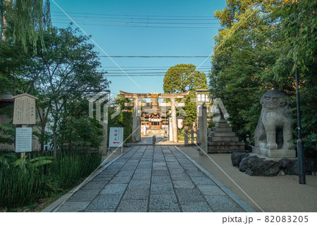 京都、晴明神社の参道と二ノ鳥居が見える境内風景 京都、晴明神社の参道と二ノ鳥居が見える境内風景 82083205