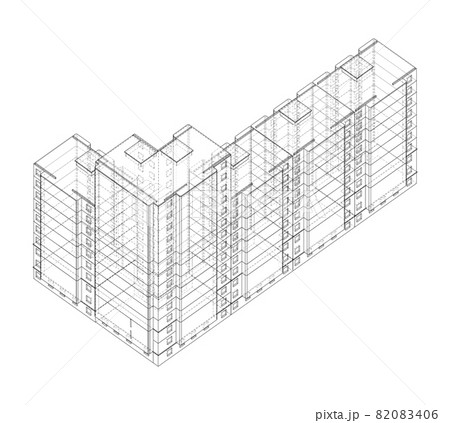 Vector multi-storey residential building 82083406