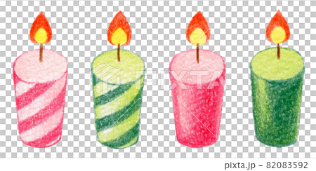 クリスマスのキャンドル色鉛筆画イラストセット クリスマスのキャンドル色鉛筆画イラストセット 82083592