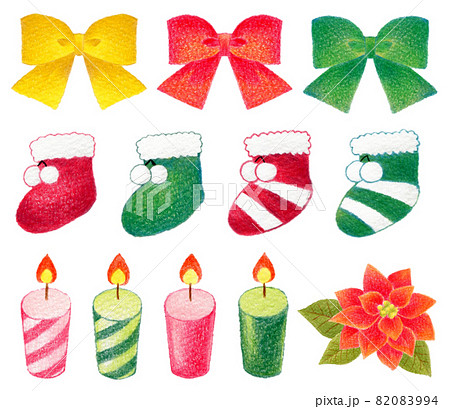 クリスマスの小物色鉛筆画セット 82083994