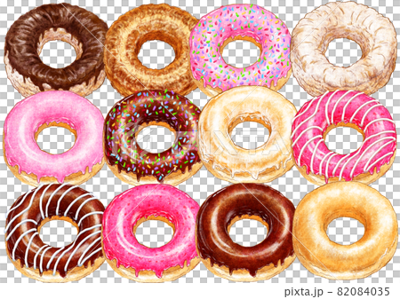 ドーナッツ色々12種類_色々な味のドーナツ_ドーナツのイラスト ドーナッツ色々12種類_色々な味のドーナツ_ドーナツのイラスト 82084035