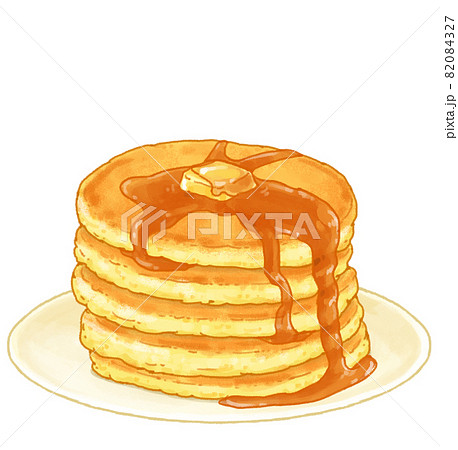 バターとはちみつのパンケーキのイラスト素材