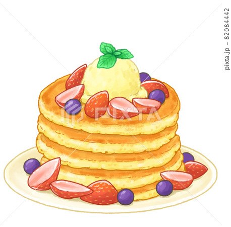 オリジナルイラスト NO.2【パンケーキ】 レトロ 原画 豆色紙 オシャレ